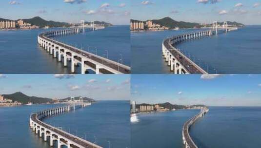 大连跨海大桥航拍高清在线视频素材下载