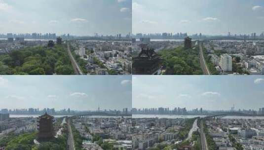 黄鹤楼航拍武汉地标城市景观建筑风光风景高清在线视频素材下载