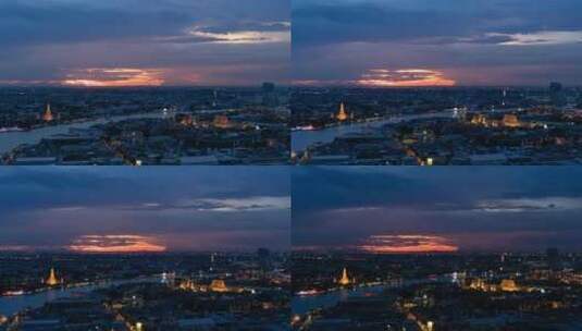 日落时拉玛桥的鸟瞰图。高清在线视频素材下载
