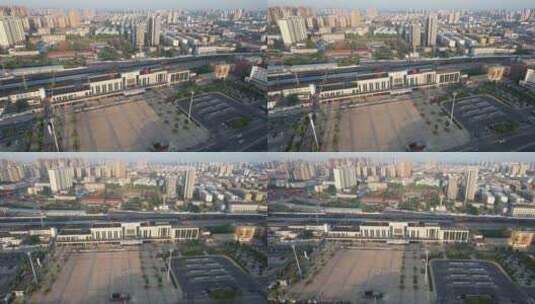 河南许昌火车站航拍高清在线视频素材下载