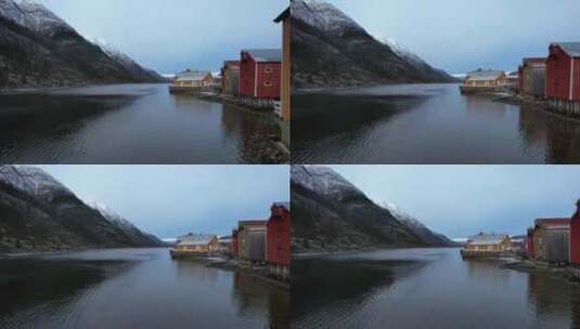 古老的村庄Mosjoen，挪威北部丰富多彩的挪威传统房屋-斯堪的纳维亚半岛。历史高清在线视频素材下载
