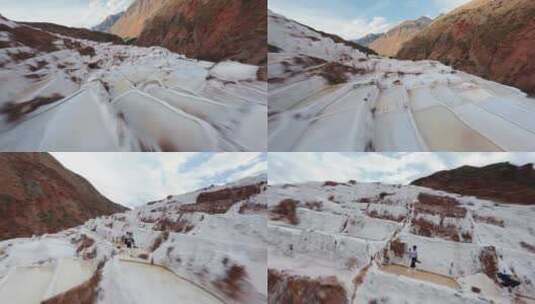 秘鲁马拉斯盐田盐矿FPV穿越机无人机航拍高清在线视频素材下载