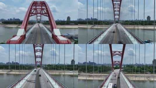 武汉汉口汉阳晴川桥高清在线视频素材下载