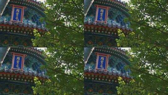 秋季清晨北京景山公园古建筑亭子高清在线视频素材下载