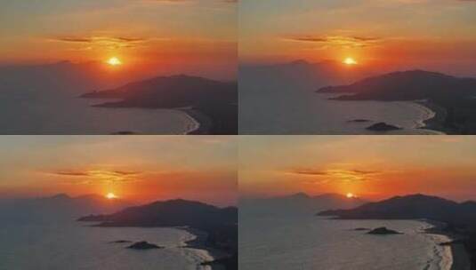 惠州巽寮湾傍晚夕阳航拍高清在线视频素材下载