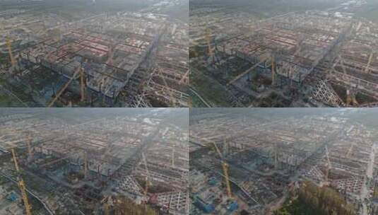 上海基础建设松江枢纽及建筑工地全景高清在线视频素材下载