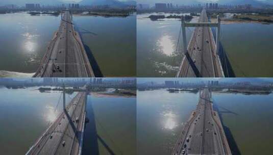 航拍福州洪塘大桥合集高清在线视频素材下载