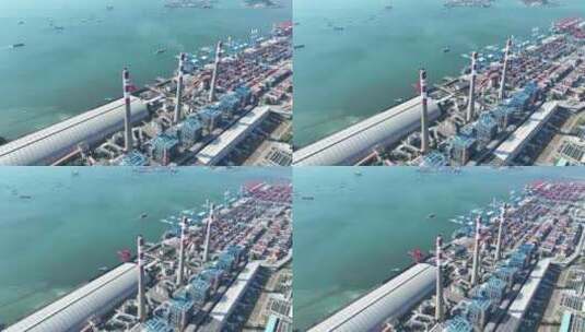 深圳前海湾保税港区航拍海边港口码头集装箱高清在线视频素材下载