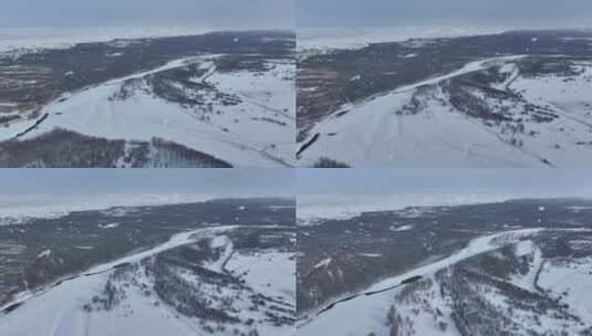 额尔古纳冬季自然风光根河湿地雪景高清在线视频素材下载