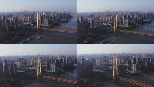 武汉国博 杨泗港大桥航拍高清在线视频素材下载