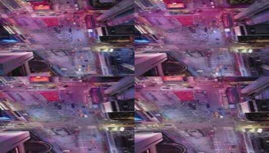 城市航拍纽约时代广场人流穿梭逛街购物高清在线视频素材下载