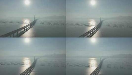 深圳湾公路大桥航拍深圳湾大桥日出桥梁阳光高清在线视频素材下载