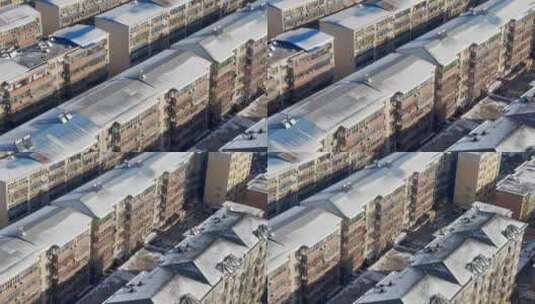 城镇居民楼屋顶雪景横移高清在线视频素材下载