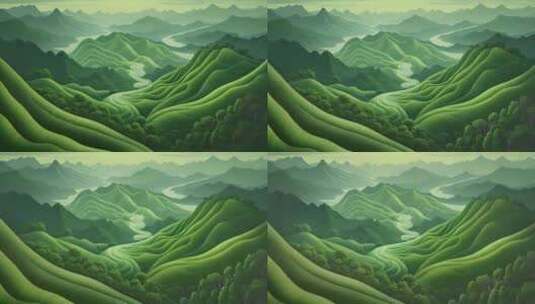 中国风绿色山川美景高清在线视频素材下载