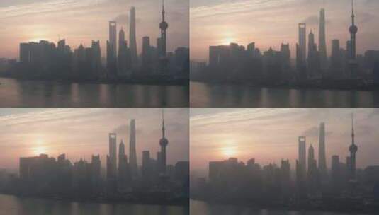 上海 北外滩日出 城市风光航拍高清在线视频素材下载
