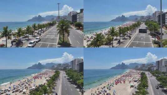 巴西里约热内卢市中心的伊帕内玛海滩。高清在线视频素材下载
