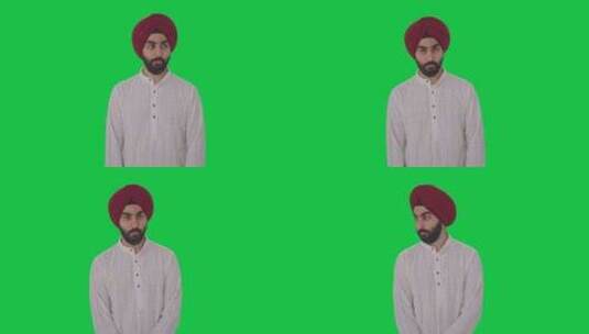 有罪的锡克教印度人遮住脸绿屏高清在线视频素材下载