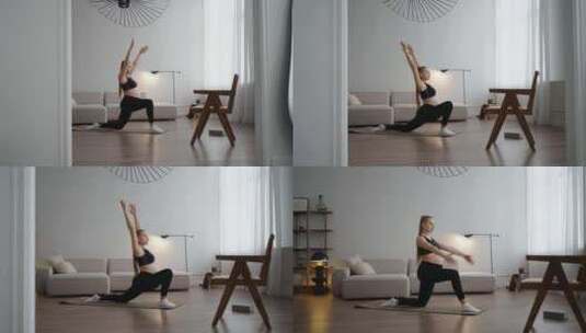 运动与怀孕年轻孕妇在家练习瑜伽健康的生活高清在线视频素材下载