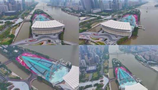 广州海心沙航拍天河体育中心天河区亚运会场高清在线视频素材下载
