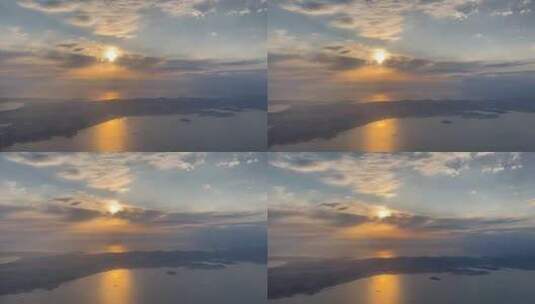 飞机航班在夕阳下降落日本东京高清在线视频素材下载