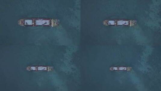 海南龙港海滩搁浅货船航拍高清在线视频素材下载