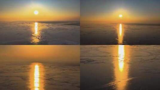 夕阳下冰封的海海高清在线视频素材下载