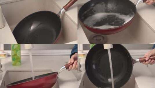 厨房刷锅洗锅高清在线视频素材下载