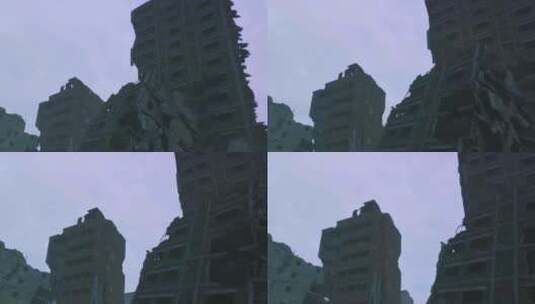城市废墟-灾后战后塌方破楼高清在线视频素材下载
