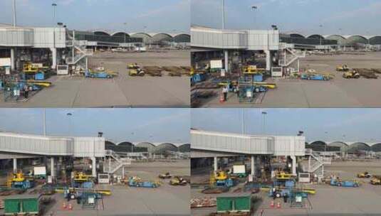 飞机降落停靠在新加坡樟宜机场高清在线视频素材下载