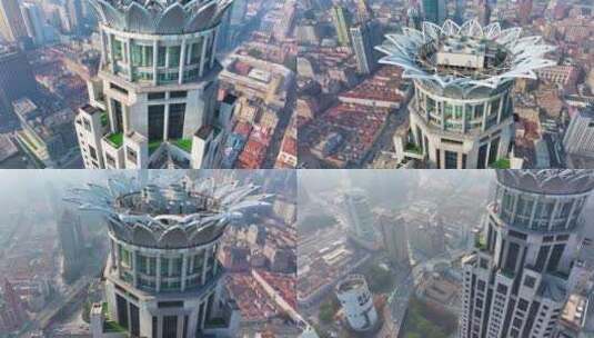 上海金光外滩中心航拍延安东路黄浦区城市风高清在线视频素材下载