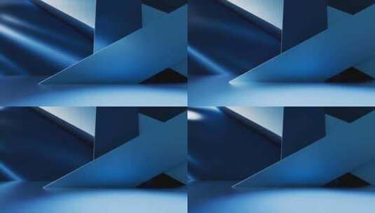 创意蓝色几何体建筑空间三维渲染高清在线视频素材下载