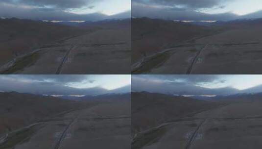 西藏那曲念青唐古拉山青藏公路高空航拍高清在线视频素材下载