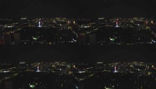 江苏徐州电视塔夜景灯光航拍高清在线视频素材下载