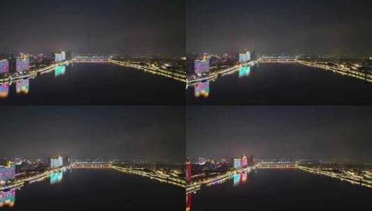 航拍湖北襄阳夜景高清在线视频素材下载