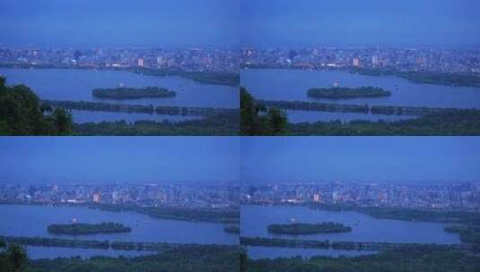 杭州西湖蓝调城市夜景高清在线视频素材下载
