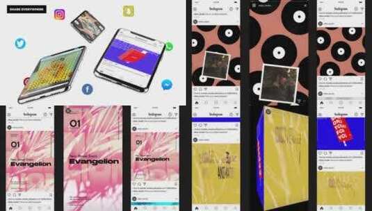 45个原创Instagram故事和帖子AE模板高清AE视频素材下载