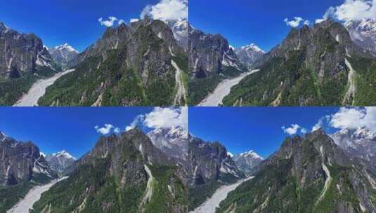 航拍四川甘孜贡嘎山区燕子沟高山峡谷风光高清在线视频素材下载