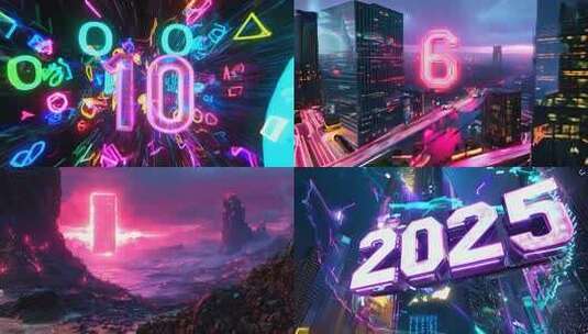 2025跨年音乐节vj未来赛博朋克蒸汽波高清在线视频素材下载