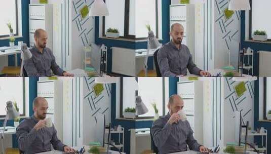 使用销售图表和图表的公司员工高清在线视频素材下载