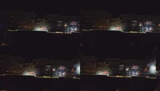 DJI_0543夜景古街夜市俯视人流高清在线视频素材下载