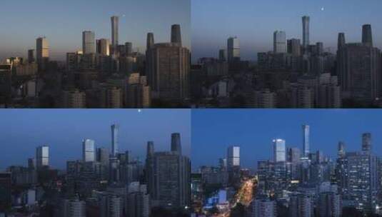 4k延时-北京CBD光影变化-夜晚亮灯高清在线视频素材下载