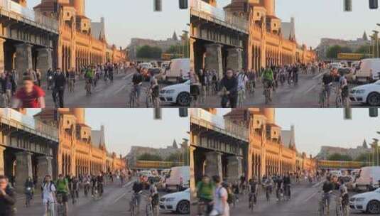 日落时分骑自行车的人高清在线视频素材下载