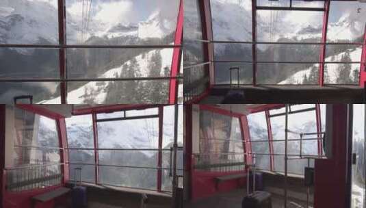 在缆车上俯瞰雪山美景高清在线视频素材下载