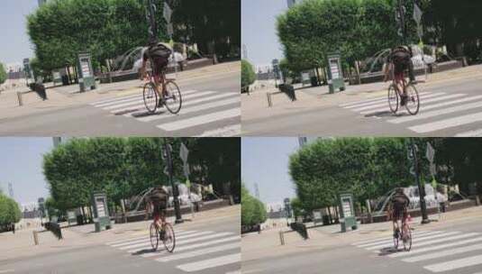 自行车过马路高清在线视频素材下载