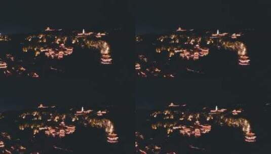 兰州白塔山公园夜景航拍高清在线视频素材下载