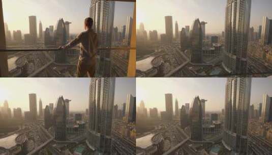 男性企业家俯瞰城市高清在线视频素材下载