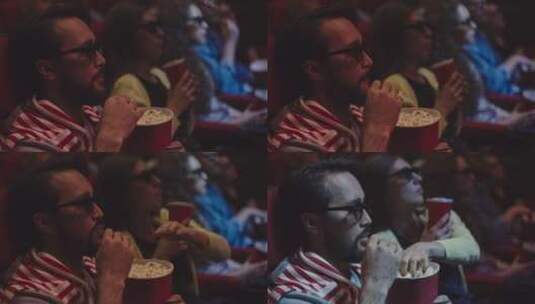 电影院看电影吃爆米花的夫妻高清在线视频素材下载
