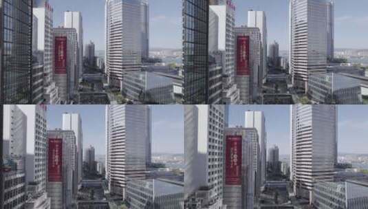 航拍香港CBD发达的现代商务建筑道路交通高清在线视频素材下载
