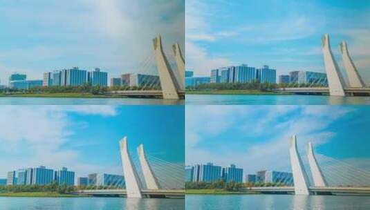 郑州龙子湖大桥云空延时摄影高清在线视频素材下载