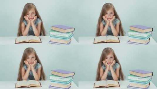 女孩看书学习特写高清在线视频素材下载